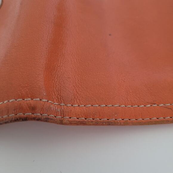 PRADA Orange Leather Logo Button Wallet Medium Envelope Folding Unisex - Picture 11 of 15